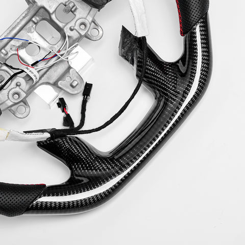 Revolve carbon fiber Flat Customized Sport LED Steering Wheel 2019-2021 RAM 1500 2500 3500 - revolvesteering